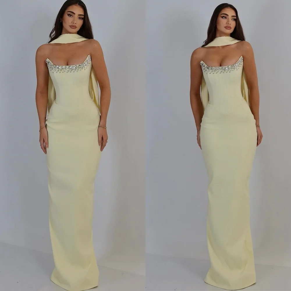 

Customized Elegant Green Satin Vestido De Festa Fashion Strapless Halter Mermaid Customized Zipper Back Homecoming Dress