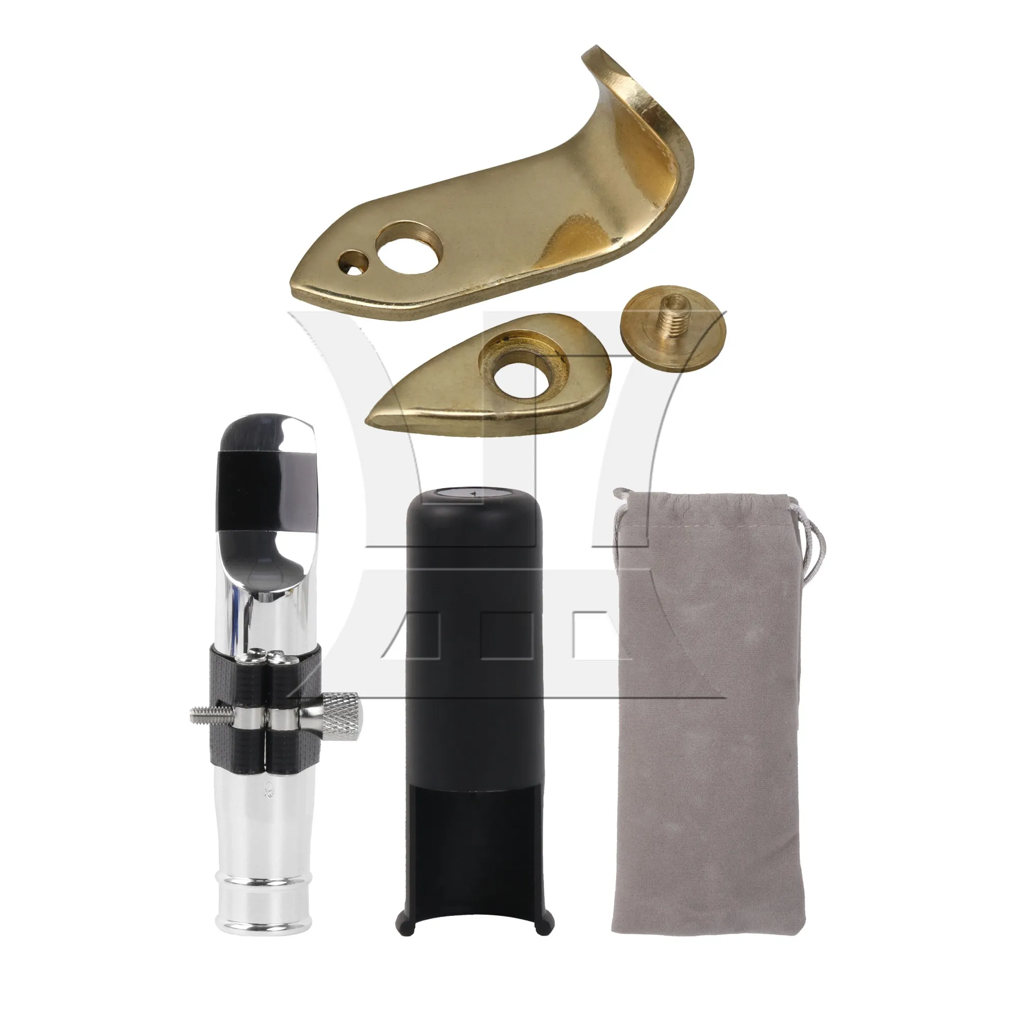 

Silver Tenor Sax Mouthpiece 9 # Clamp Replacement w/ Thumb Hook Rest Kit