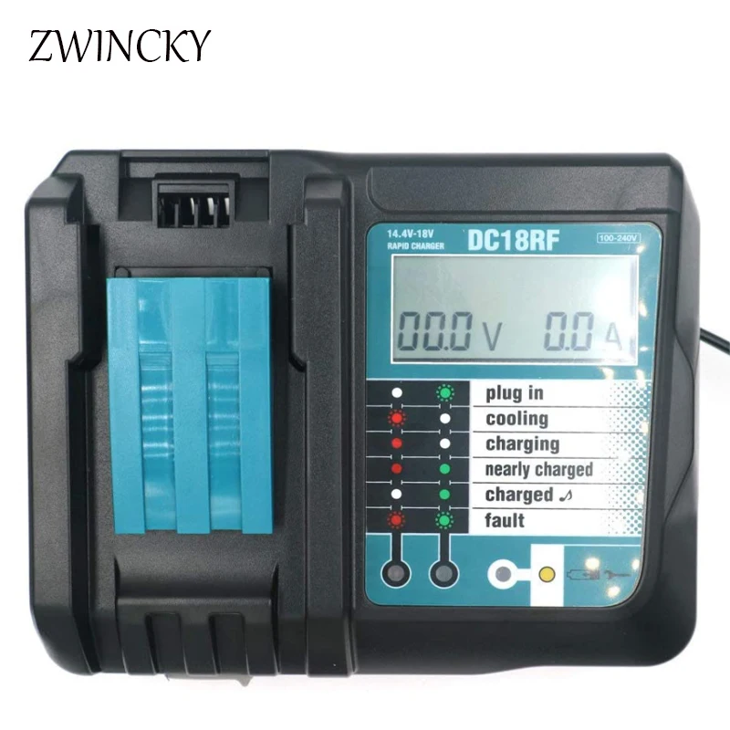 ZWINCKY DC18RF ładowarka litowo-jonowa 3.5A prąd ładowania dla Makita 14.4V 18V BL1830 Bl1430 DC18RC DC18RA elektronarzędzie z USB