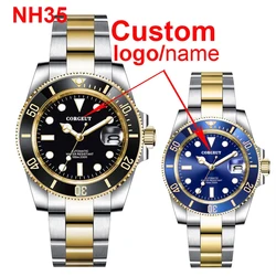 Corgeut Japan NH35 MIYOTA 8215 Automatic Men Watch Two Tone Gold Strap Sterile Blue Sunburst Dial Top Brand Sapphire Crystal