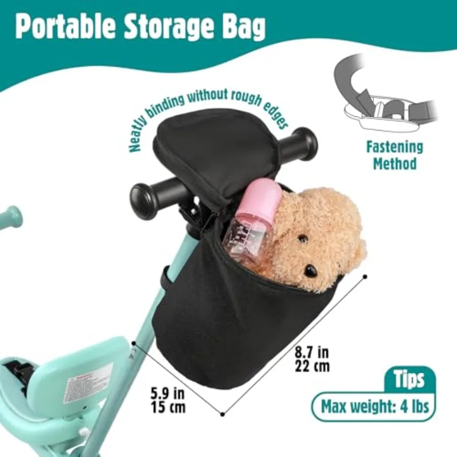 Tricycle 5 en 1 pour tout-petits avec poignée de direction pour 1-4 ans, pédales amovibles, jouet de premier équitation bleu, cadeau d'anniversaire pour Bo