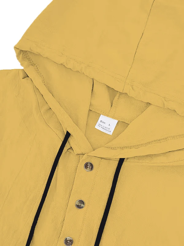 Herren Baumwoll-Leinen Kapuzen-Henley-Shirt Pullover Atmungsaktiv Bequem Neuer Stil Vielseitige Freizeitkleidung – Detail 36