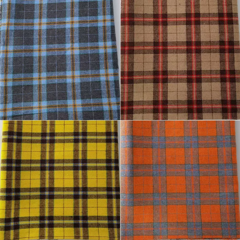 Plaid Fabric Brushed By The Meter for Skirt Clothes Scarf Pants Coat Diy Sewing Skincare Soft Striped Cloth Autumn