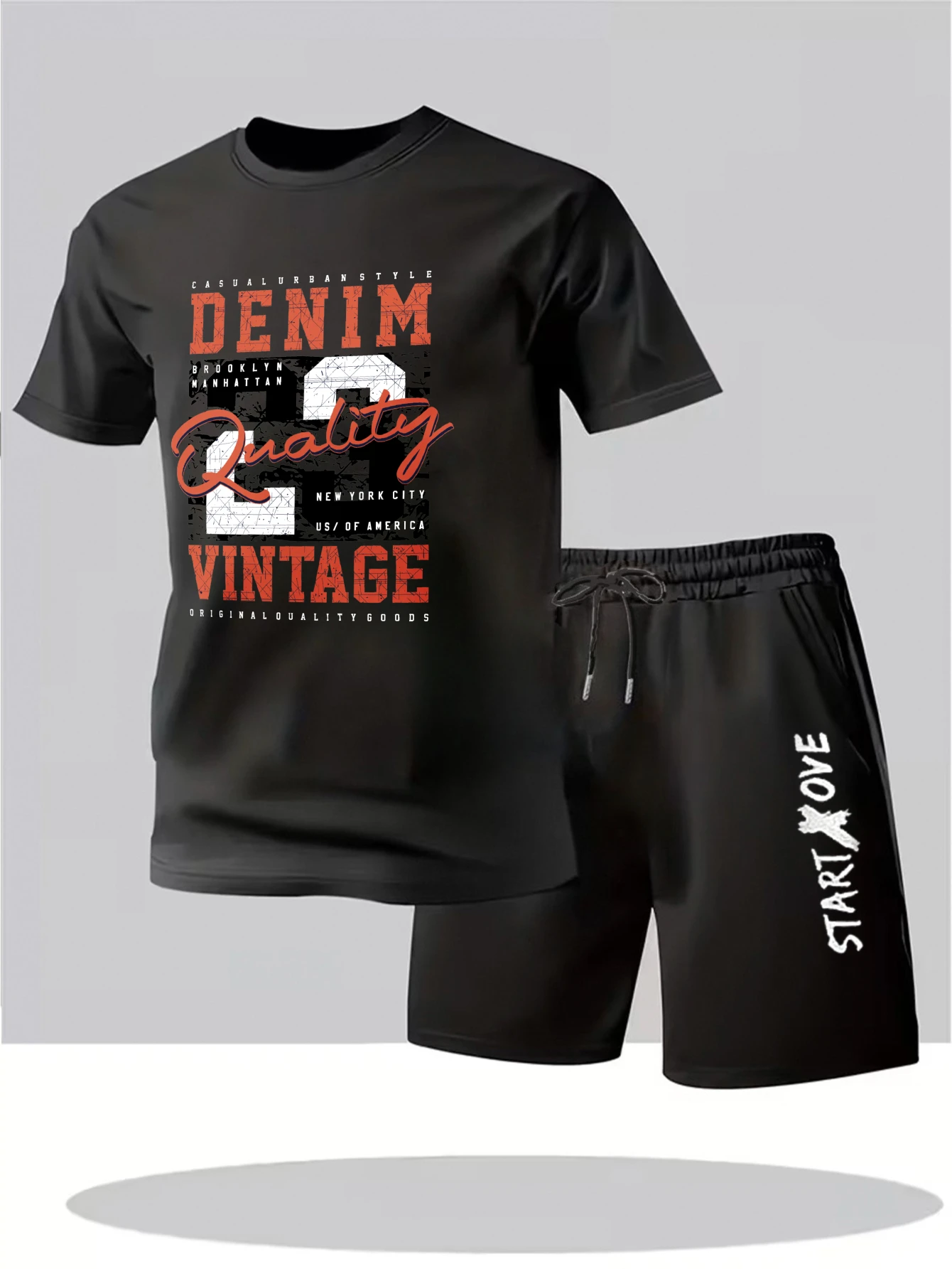 

Мужской летний комплект 2025: тонкий спортивный костюм из полиэстера с принтом Y2K, двухкомпонентный, с графическим дизайном