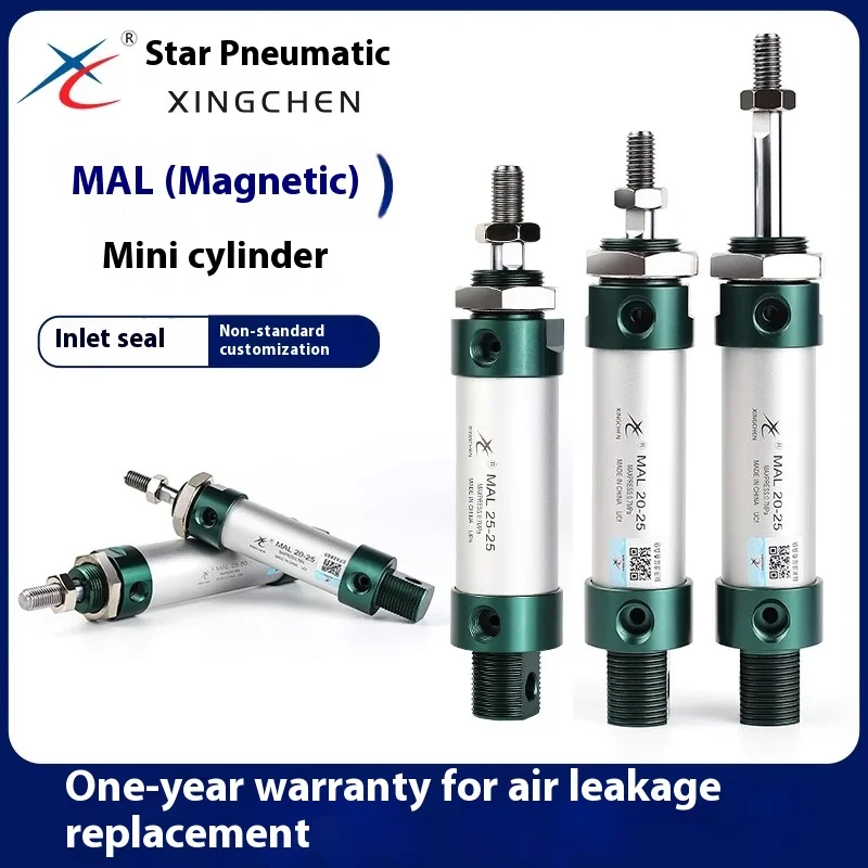 Micro Small Pneumatic Cylinder MAL20/25/32 Aluminum Alloy Mini Air Actuator Double Acting Magnetic 50X75X100X200 Cost-Effective