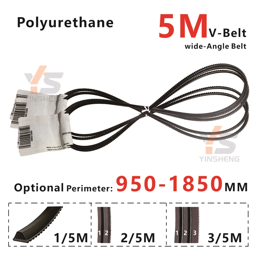 5M Polyurethane wide Angle V-belt 5M950 5M975 5M1000 5M1030 5M1090 5M1180 to 5M1850 PU Lathe belt or CNC Automation Equipment
