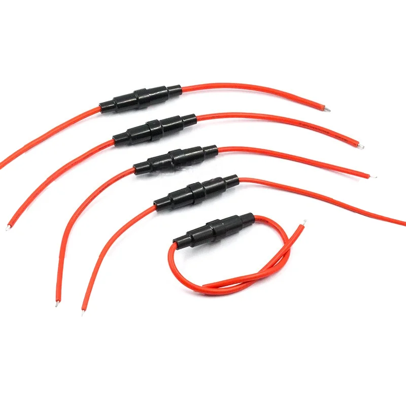 10pcs Insurance seat 5*20 6x30MM with wire Connector copper wire fuse tube seat sleeve 0.3 0.5 0.75 1.3 square