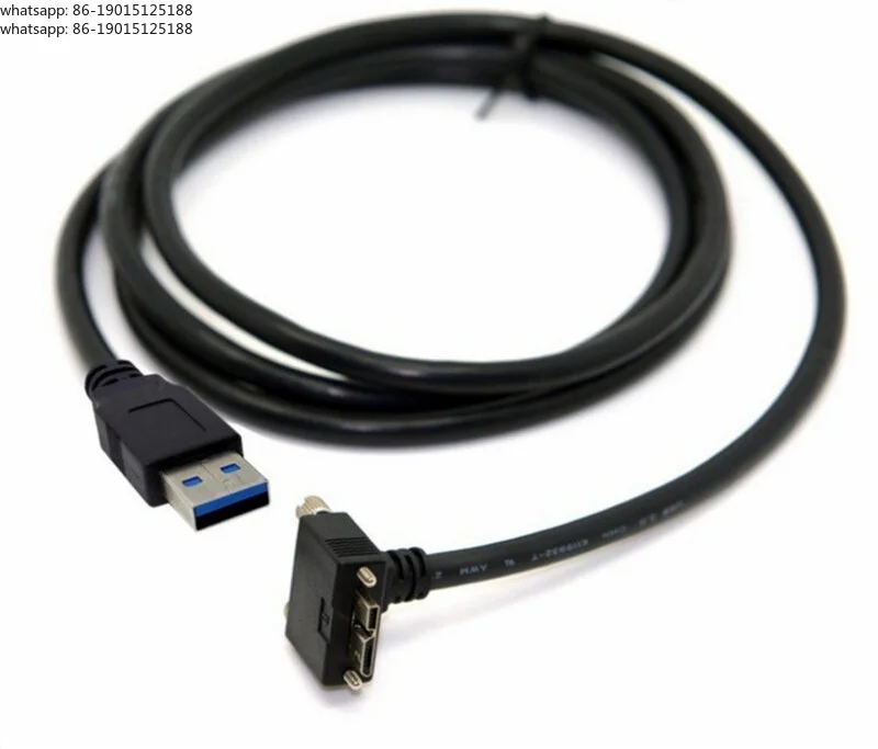 High-flexible USB 3.0 cable A/Micro-B vision machine industrial camera connection data cable upper elbow with screw