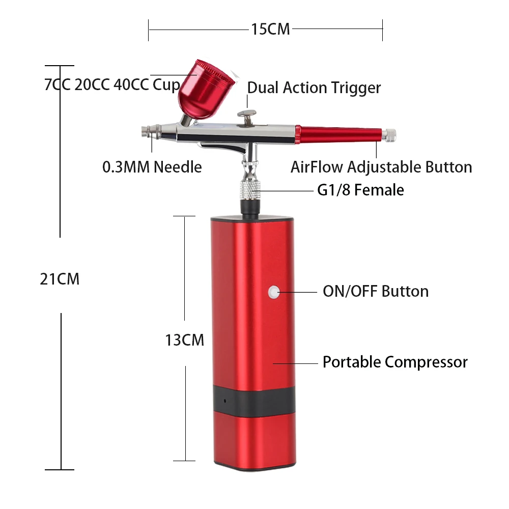 Kit de compresor de aerógrafo de bolsillo inalámbrico, TM80S-131, taza de alta capacidad, presión Psi, nuevo diseño, bomba de arranque automático portátil