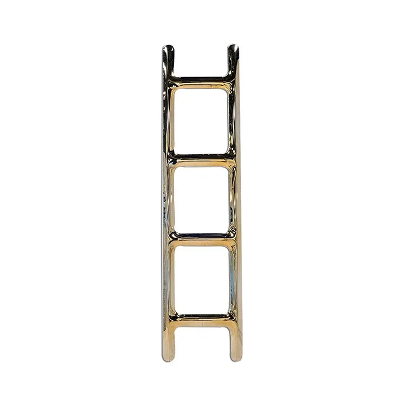 

Postmodern Creative Ladder Shape Stainless Steel Drying Rack Full Body Mirror Art Installation