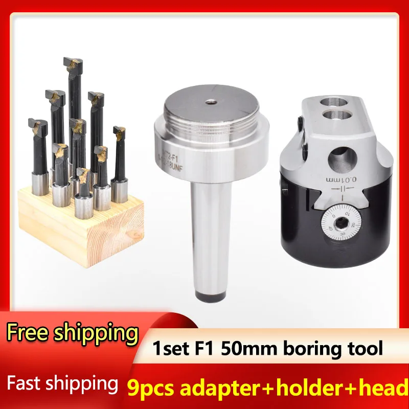 

Boring set F1 2" 50mm Boring Head 9pcs 12mm Draw Bars tool holder BT30 NT30 MT2 MT3 R8 C20 Rough Bored CNC mill lathe tools