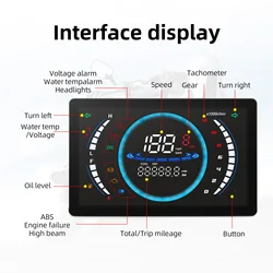 12V Universal Motorcycle Speedometer RPM Dashboard 199km/h Adjustable LED Digital With Temperature Gear 199km/ With sensor