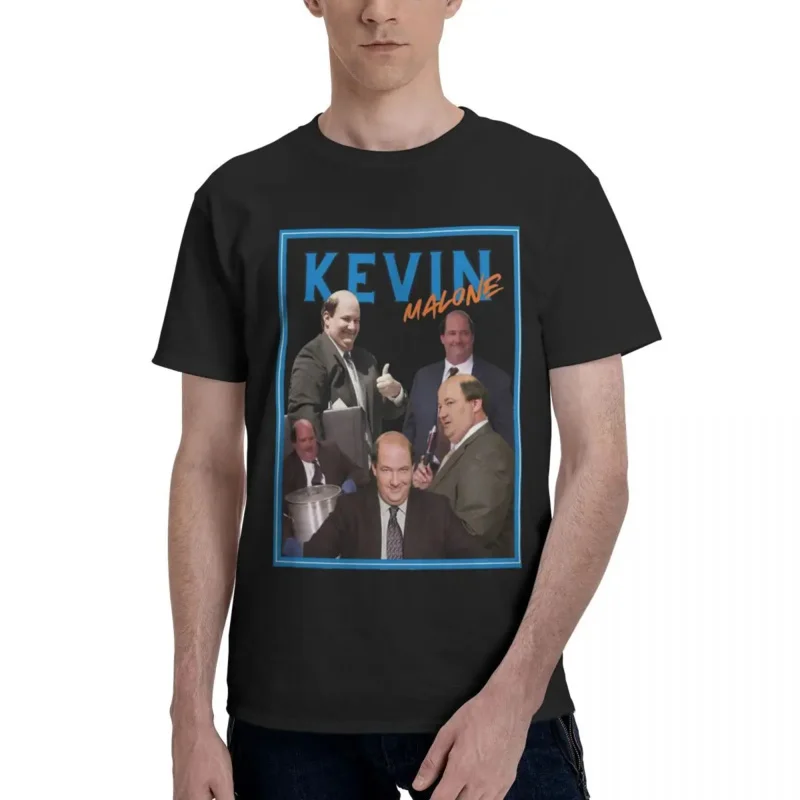 Y2K Funny Kevin Malone T- Men Round Collar Cotton T Shirts The Office TV Show Short Sleeve Tee Shirt Birthday Gift Tops