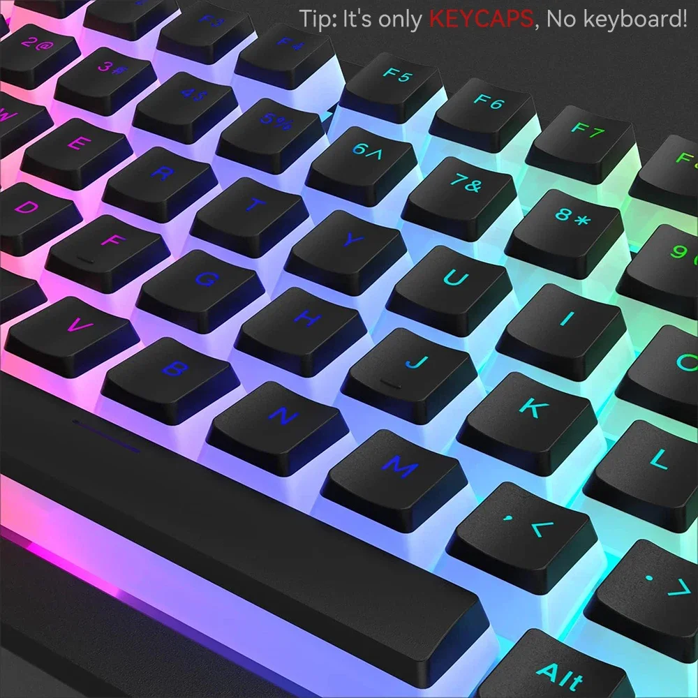 Nuevas teclas Pudding PBT, 129 teclas, doble disparo, translúcidas para 60% 80% 100%, perfil OEM para teclado mecánico RGB para jugar