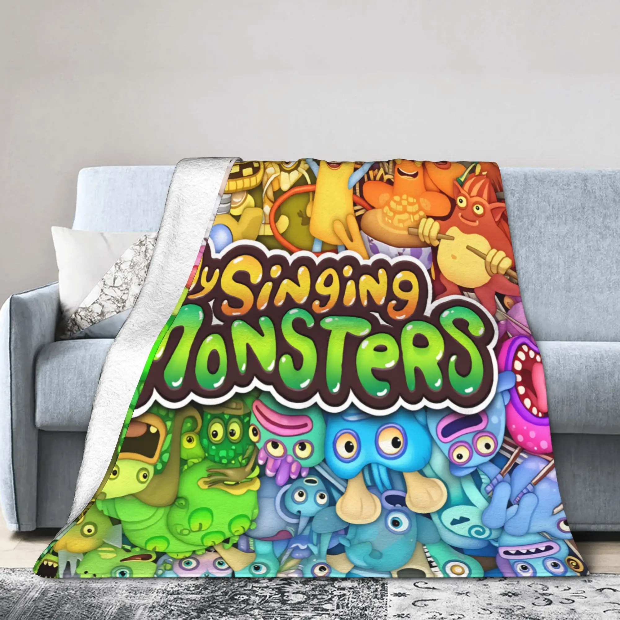 My Singing Monster Plush Blankets Boy Girl Video Game Cartoon Flannel Throw Blanket For Couch Chair Sofa Bed Warm Soft Quality