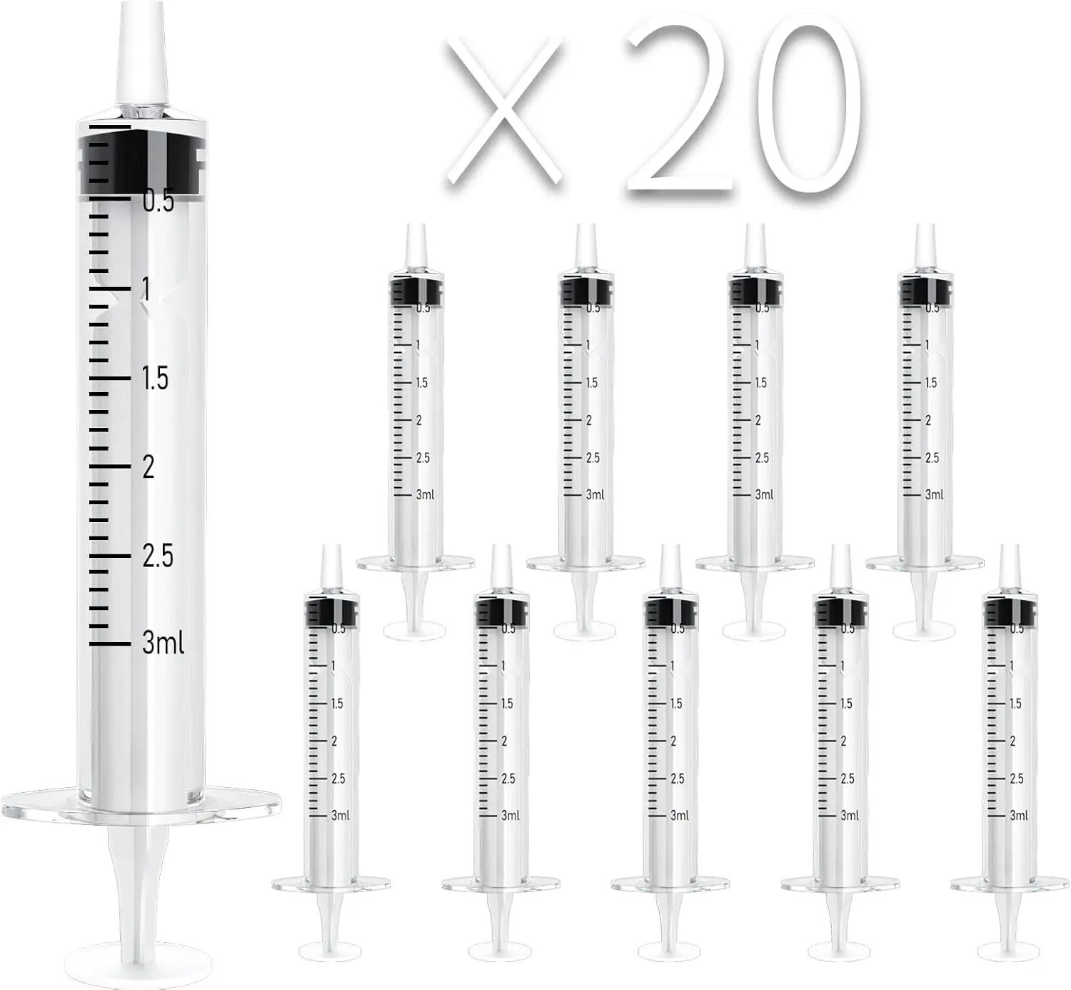

Pack of 20 3ml Oral Syringes without Needles for Liquid Measurement Scientific Lab Use