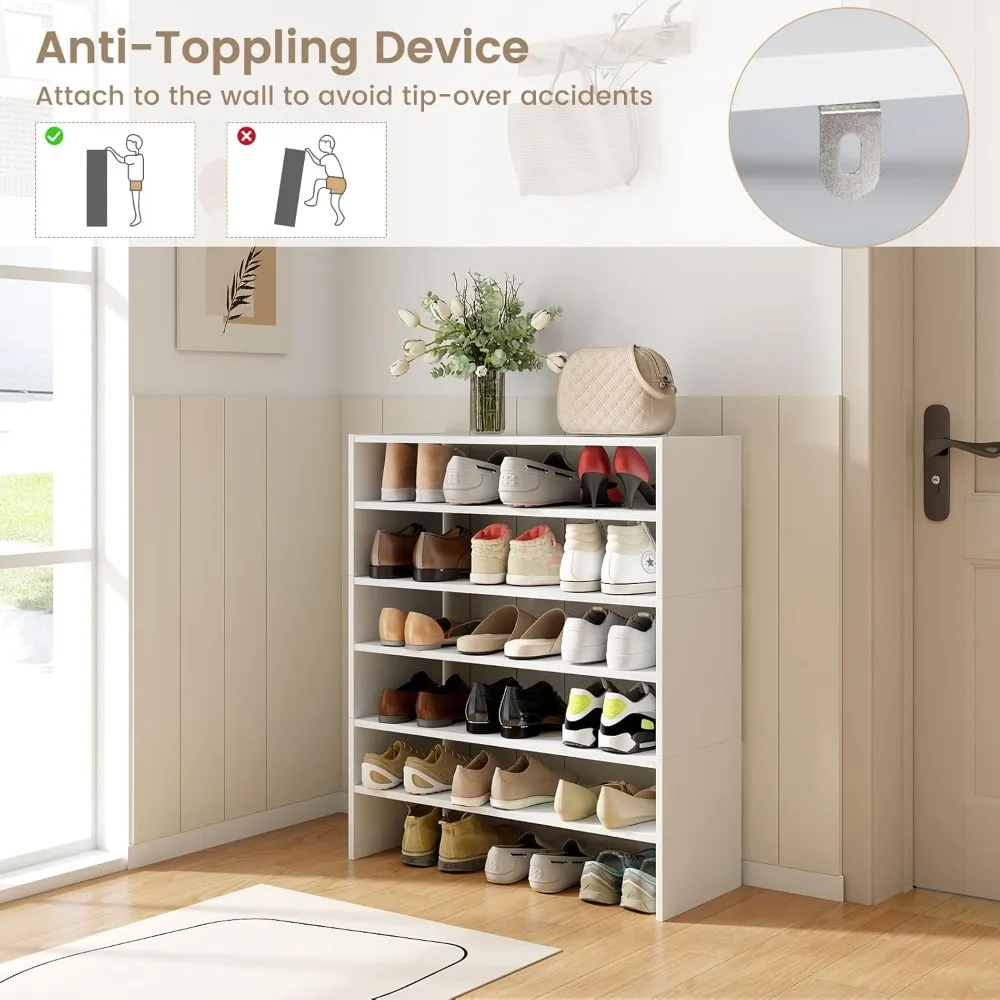 

HOME-6 Tier Stackable Shoe Rack Extra Wide Freestanding Shoe Shelf Organizer Storage Stand for Entryway Hallway Closet Small Spa