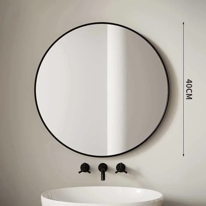 Gold/Black Round Bathroom Wall Mirror 30cm/40cm No-Drill HD Shatterproof Glass with Hook for Vanity Makeup Dressing Room Living