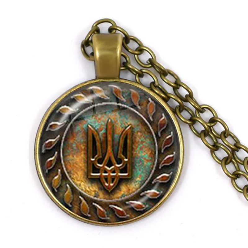 Newest Coat Of Arms Of Ukraine Logo Necklace 25mm Glass Cabochon Ukrainian Badge Pendant Necklace Jewery for Women Men Gift view 2