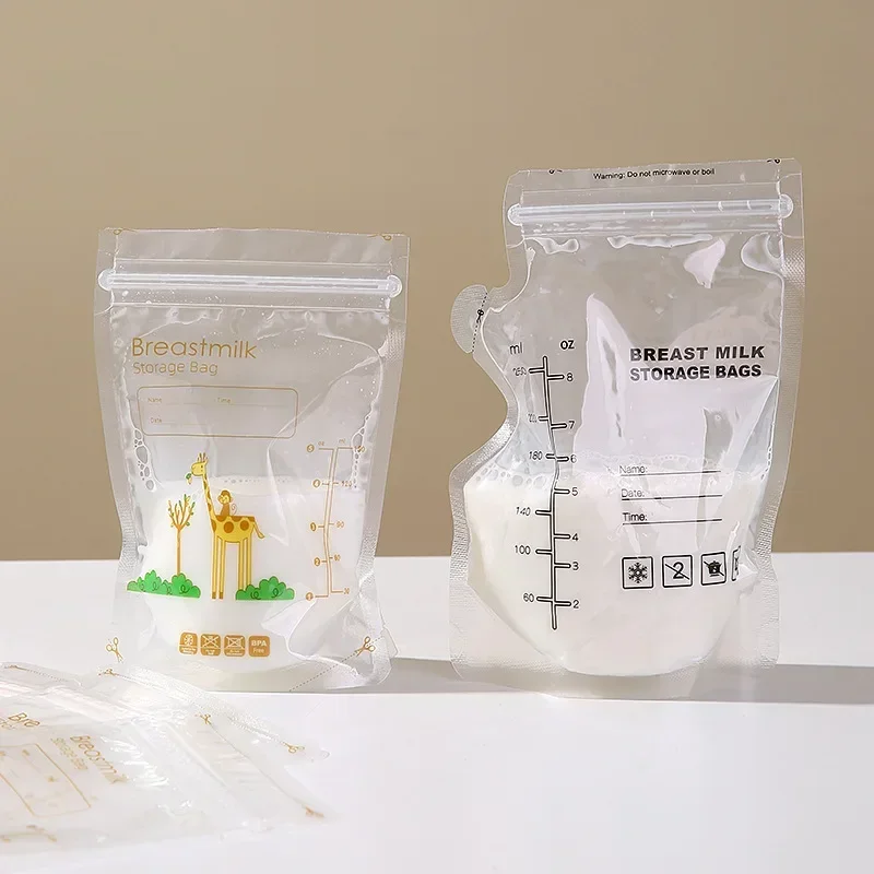 30pcs Thick PE Cartoon Breast Milk Storage Bags XL Capacity Leakproof Double Zipper  Fresh Long Lasting Sealed Preservation
