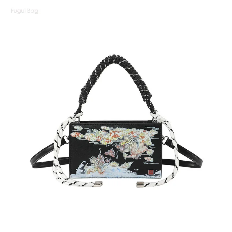 Women's Shoulder Bag Handbag Crossbody Chinese Style Fashionable Retro High-end Temperament Unique and Colorful Painting