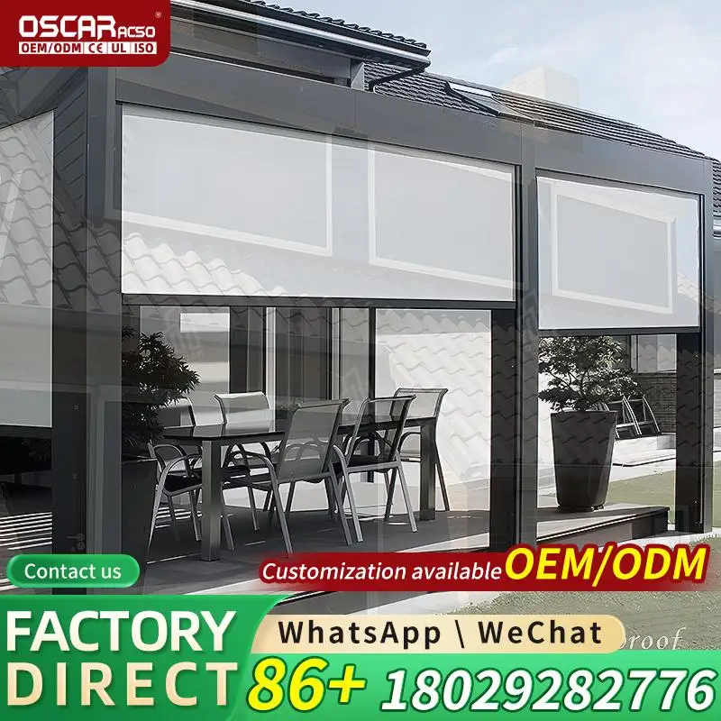 Glass Prefabricated Green House Veranda Luxury Modern Glass Door For Home Villa Use Rolling Blind