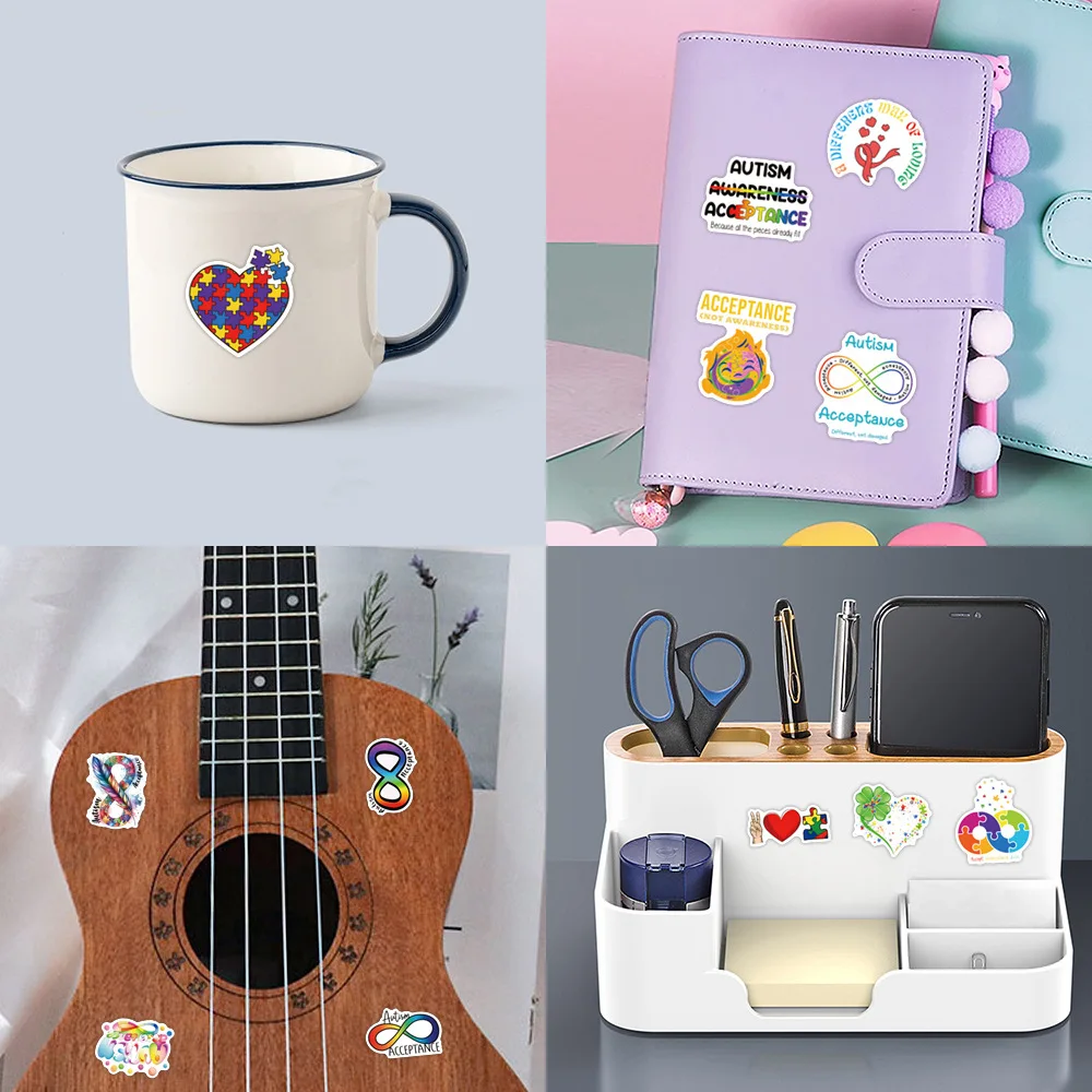 55Pcs Cartoon Autism Awareness Stickers Set Waterproof DIY Decorations for Notebooks Luggage Guitar Children's Autism Day Gifts view 6