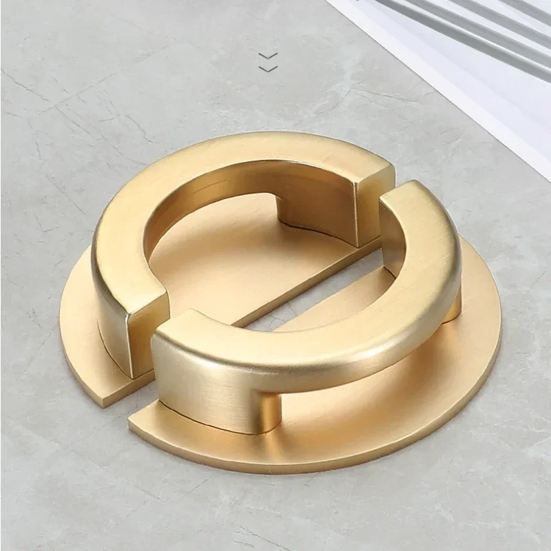 

Luxury Furniture Hand Hammered Flat Bed Bedroom Cabinet Door Brass Handle Kitchen Wine Cabinet Drawer Gold Semicircle Knobs