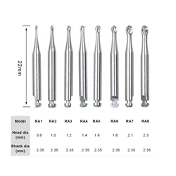 5pcs/box New Dental Tungsten Carbide Burs Slow Speed Round RA Series For Dentistry Lab Clinic 2.35mm Polishing Bur Tool