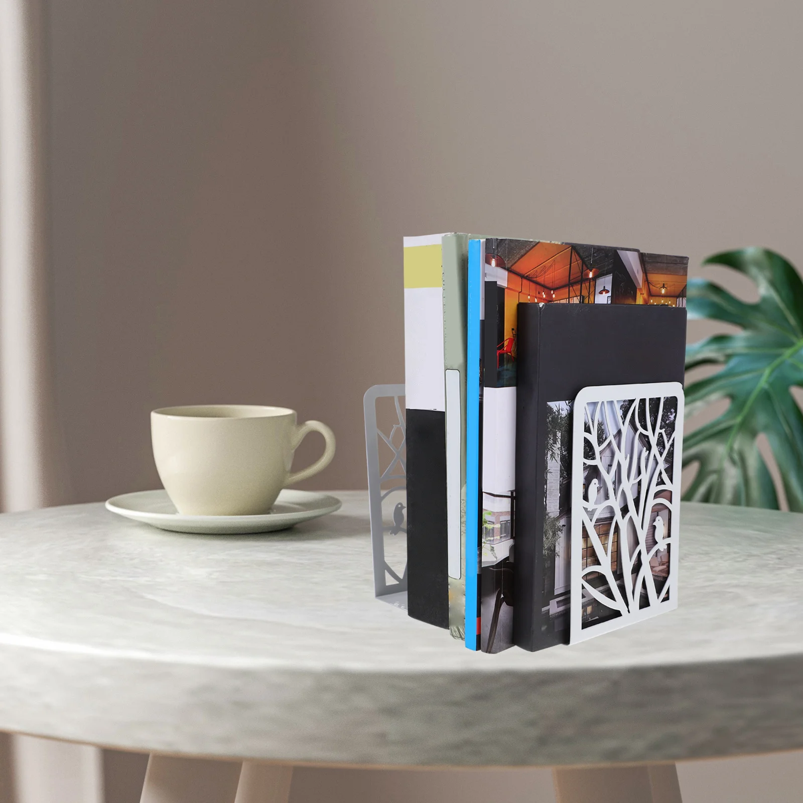 

2pcs Bookends Decorative Metal Heavy Duty Book Holders For Shelves Desktop Organizer Stand For Home Office Library Use