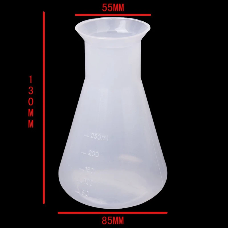 Termo de plástico transparente para laboratorio químico, botella de contenedor de 250 Ml, 2 unidades