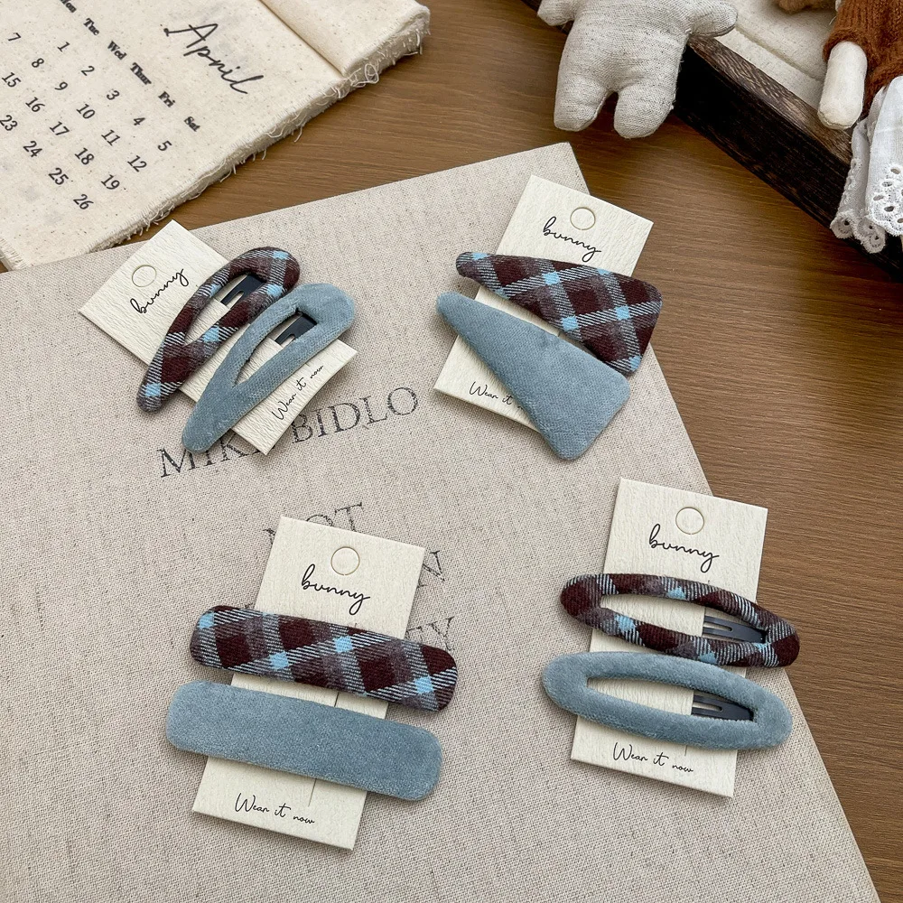 

Velvet Plaid Geometric BB Clip Girl Hairpin Korean Barrettes Bangs Side Clip Hairpin Hair Clip Headwear Fashion Hair Accessories