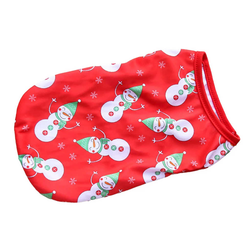 

Xmas Dog Clothes Polyester Vest Christmas Pet Costume Warm Comfortable Cartoon Prints Stylish Gift Dog Clothes