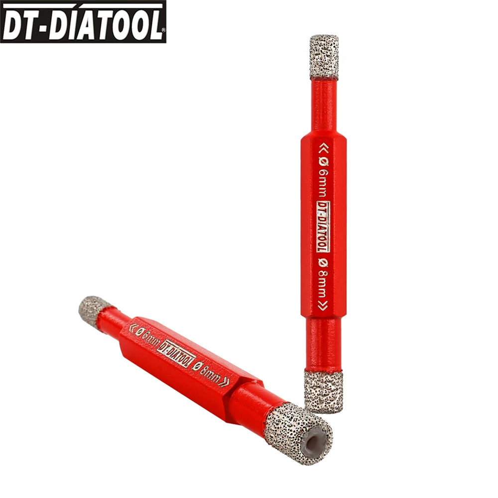 

Двухстороннее алмазное сверло DT-DIATOOL, вакуумная коронка с шестигранным хвостовиком, 6-6 мм/6-8 мм, для сухого сверления керамической плитки, пила для отверстий, 2 шт./pk