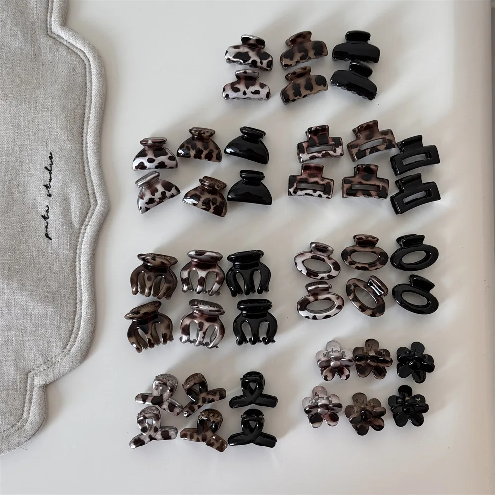 

6PCS/Set Flower Geometric Small Hair Claw Clips Hair Crab Clamps Women Girls Leopard Cute Mini Hair Barrettes Hair Accessories