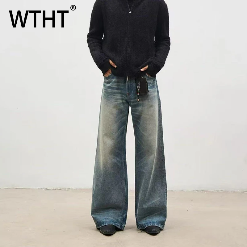 

Модные мужские джинсы WTHT с эффектом потертости, прямые, винтажные, летние, широкие, в стиле High Street, модель 2026, артикул 2A2991