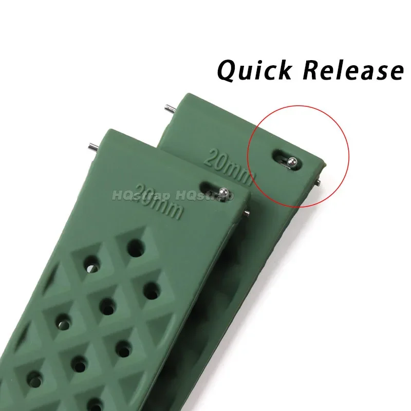 Резиновый ремешок 18 мм, 20 мм, 22 мм, силиконовый быстросъемный ремешок, водонепроницаемый ремешок для часов, удобный сменный браслет, браслет