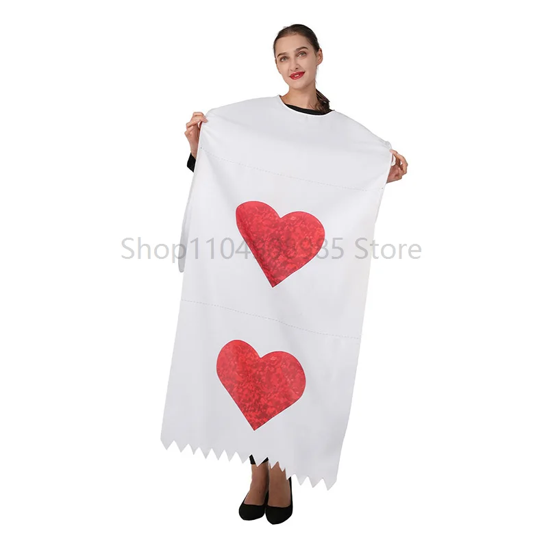 Funny Couple Toilet Paper Costume White Roll Heart Printed Toilet Tissue Costume for Men Women Carnival Party