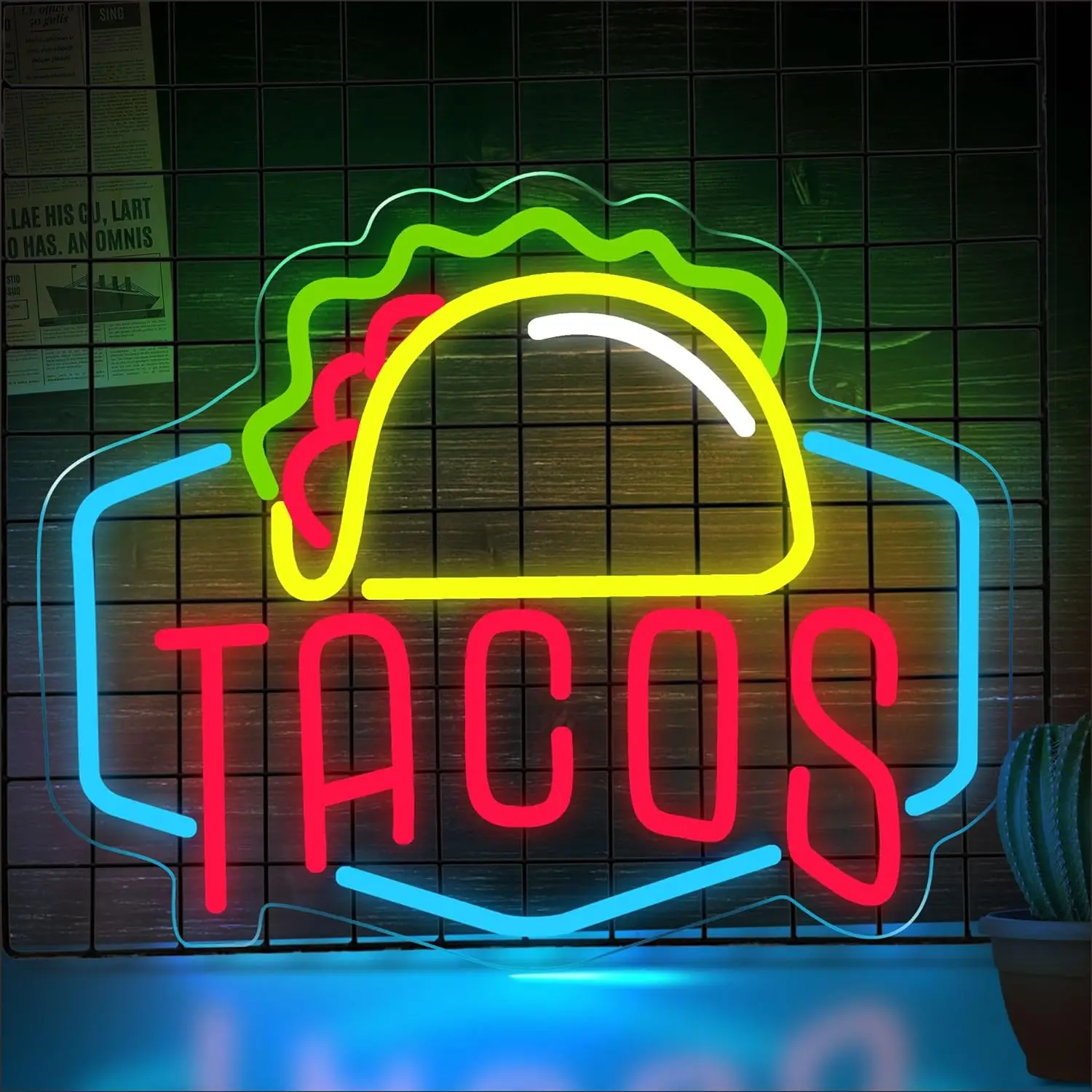 1 علامة نيون LED تاكو لتزيين الجدران - مطعم مكسيكي بيتزا متجر مطبخ حفلة بار ديكور متجر، مصدر طاقة USB 5 فولت