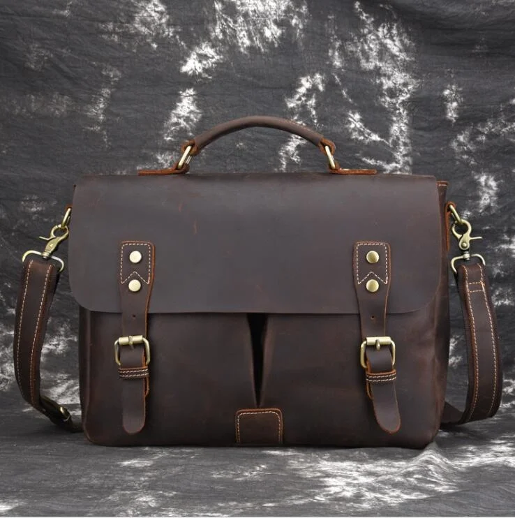 Men Formal Business Briefcase Shoulder Bag Leather Casual Messenger BagGenuine Leather Male Female Crossbody Computer Bag