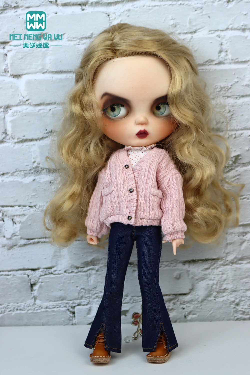 

28cm Blyth Doll Clothes Stylish knitted sweater cardigan for OB23 OB24 Azone doll accessories