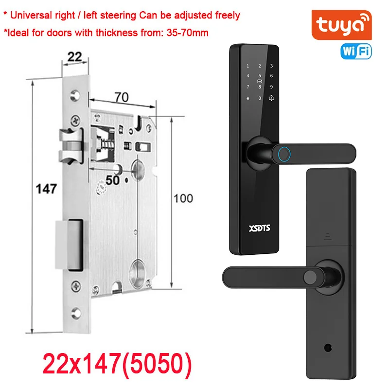 Nova fechadura inteligente eletrônica tuya wifi com impressão digital biométrica/cartão inteligente/senha/desbloqueio chave/carga de emergência usb