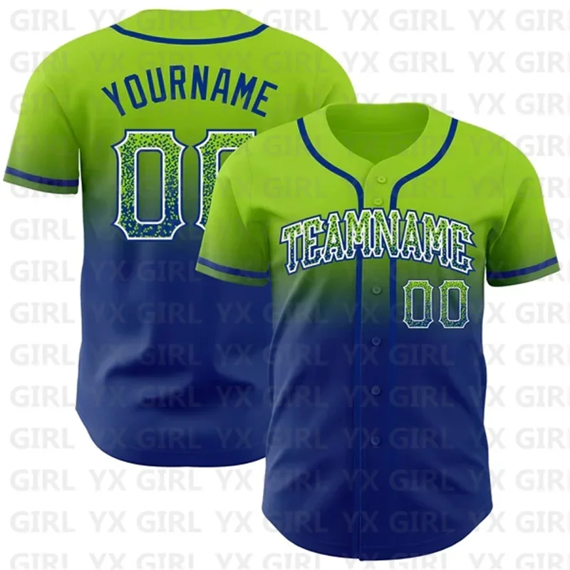 Camiseta de béisbol personalizada para hombre y mujer, camisa con estampado 3D, verde neón, blanco, real, auténtico, a la moda, deportiva, Unisex