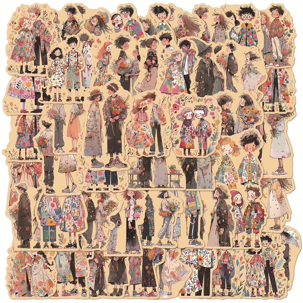 10/30/50pcs Vintage Cartoon Couple Romantic Love Graffiti Stickers Laptop Phone Case Water Bottle Car Decoration Sticker Decals