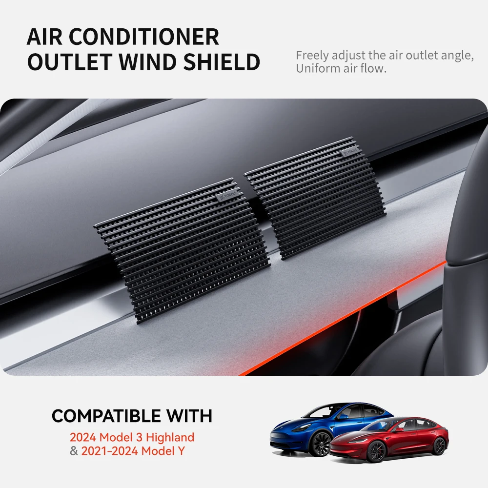 YZ for Tesla Model Y/3/Highland Air Vent Outlet Anti-Direct Blowing Ac Vent Baffle Cover Conditioning Diverter Accessories