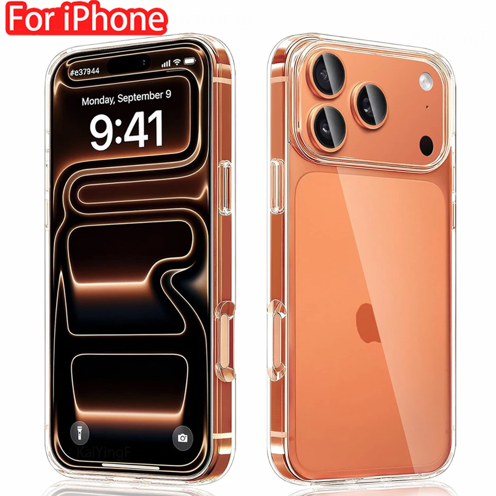 Luxuriöse klare Handyhülle für iPhone 17, 16, 15, 14, 13, 12, 11 Pro Max Plus, luftstoßfest, weiche Silikon-Rückseite, transparente Hüllen