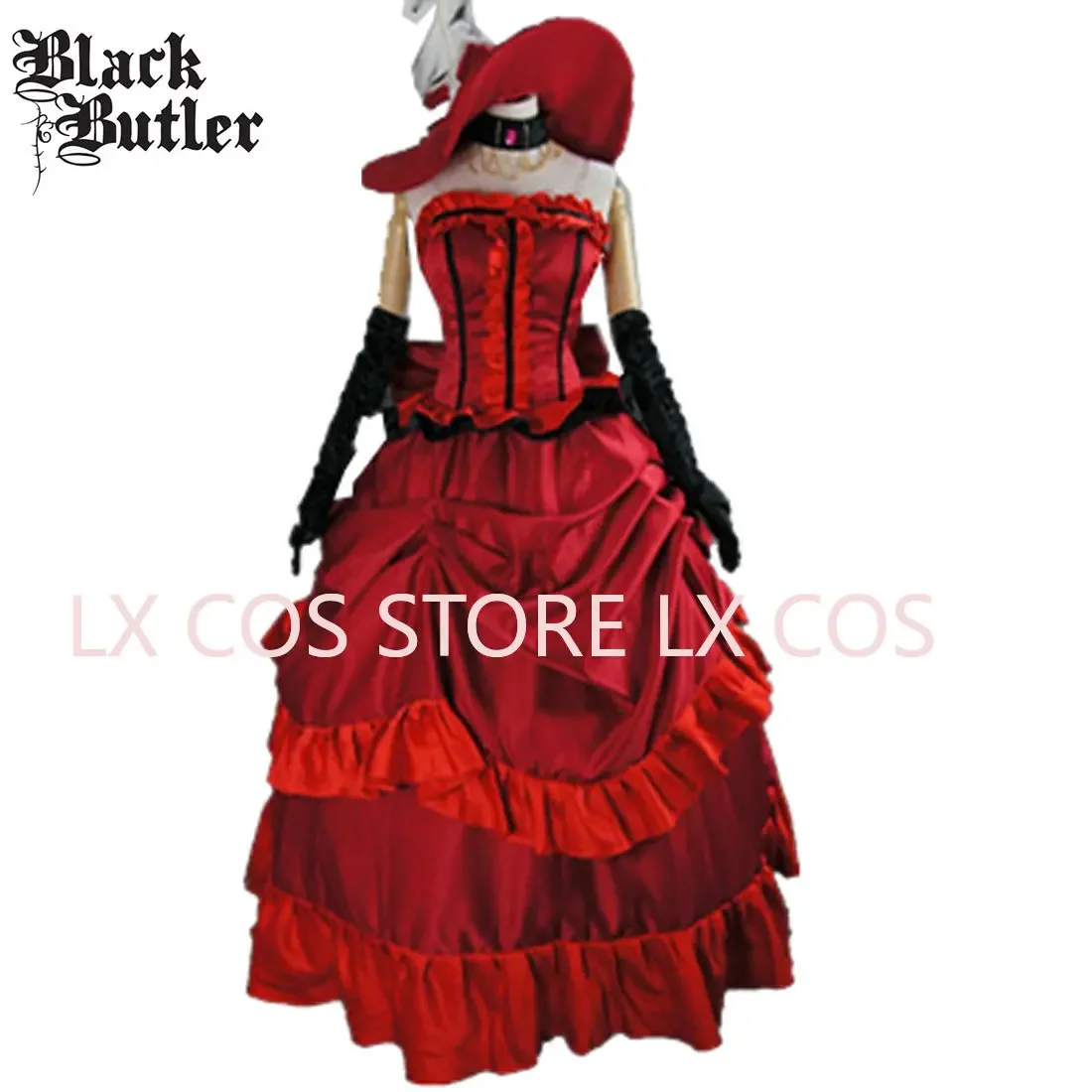 Fashion Anime Black Butler Cosplay Costumes Madam Red Party Dress