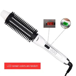 Rápido aquecedor elétrico magia escova de cabelo multifuncional straightener & curler pente simplesmente straighter redonda escova de cabelo estilo salão de beleza