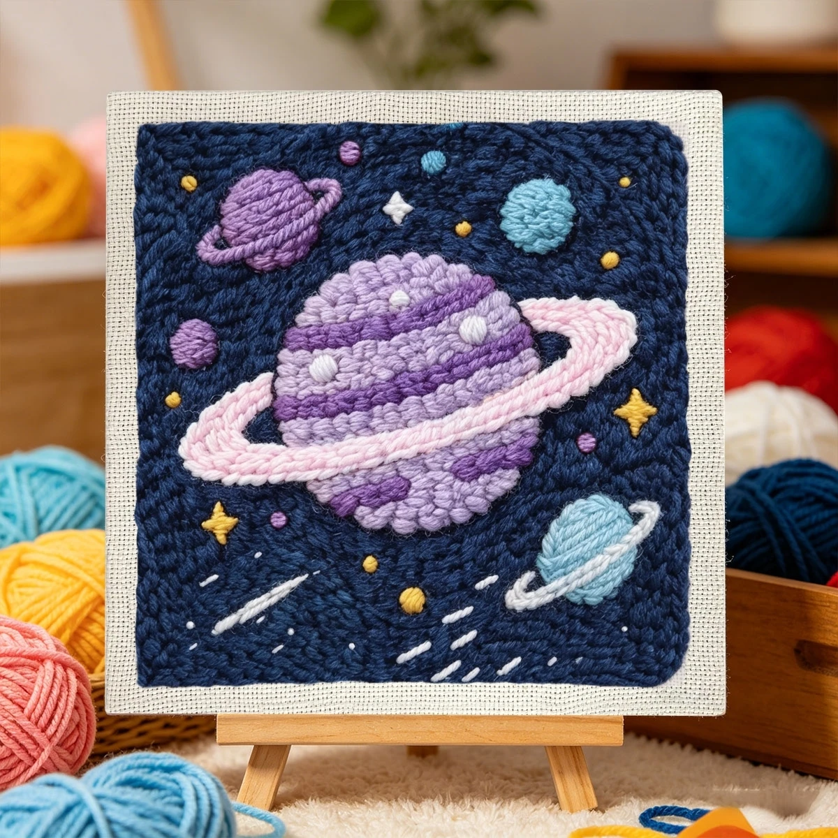 1Set Space Planets Diy Embroidery Kit For Beginner Embroide Starter Kit Cross Stitch Art Gift Needlework Craft