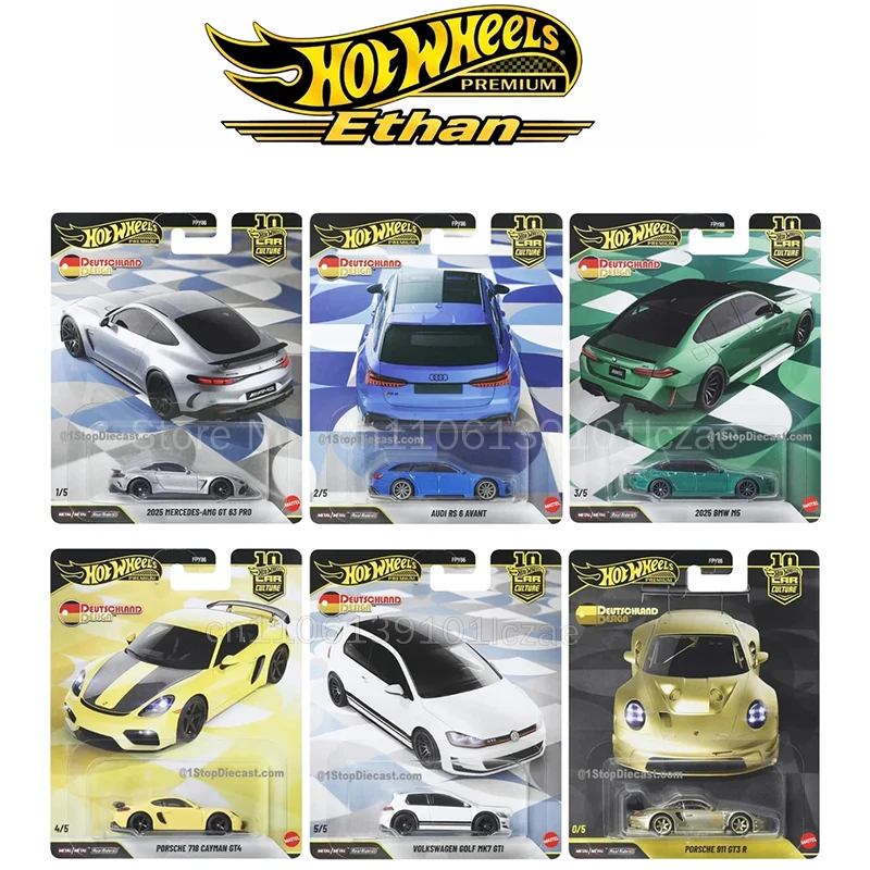 Hot Wheels Premium 3rd Gen German Deutschland Design Alloy Car Model Mercedes Audi RS6 BMW Volkswagen Porsche Diecast FPY86
